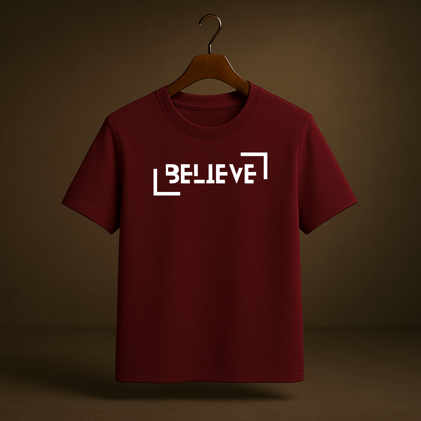 Believe – Maroon Regular Fit T-Shirt