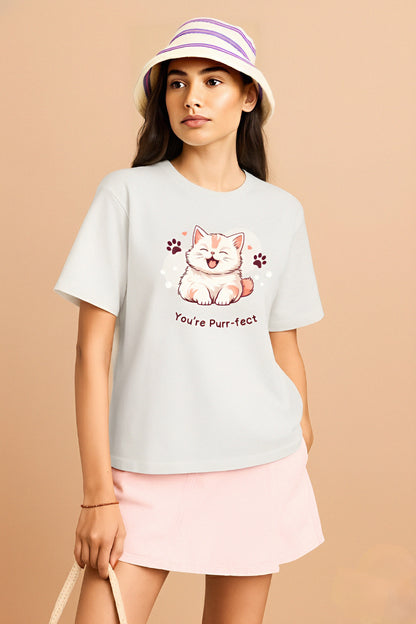 Cute Cat Giggles – White Regular Fit T-Shirt