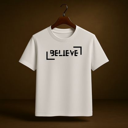 Believe – White Regular Fit T-Shirt