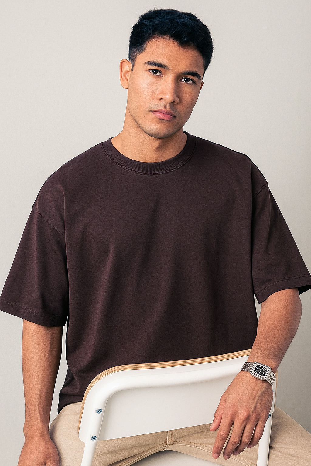 Plain Dark Coffee Oversized T-Shirt