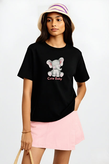 "Cute Baby elephant”– Black Regular Fit T-Shirt