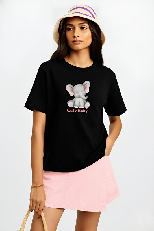 "Cute Baby elephant”– Black Regular Fit T-Shirt