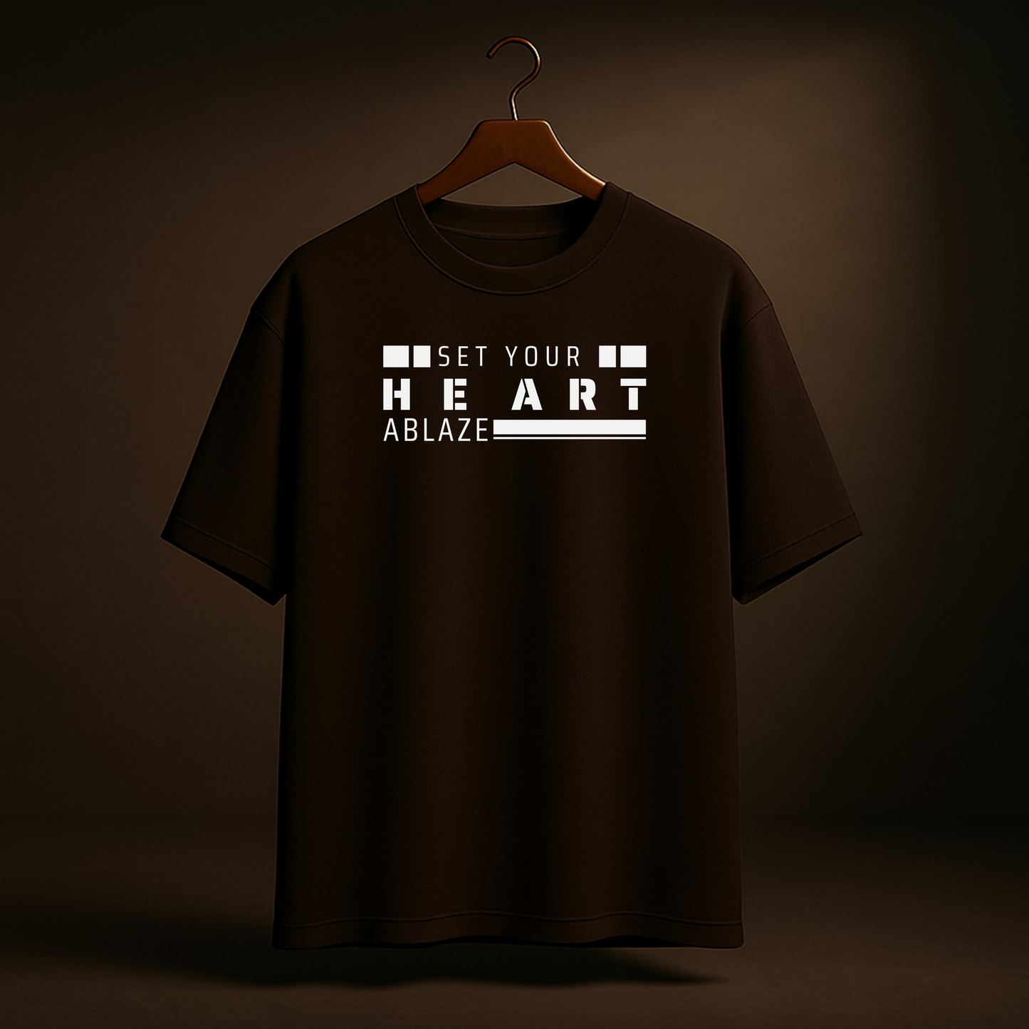 Set a Heart Ablaze – Dark Coffee Oversized T-Shirt