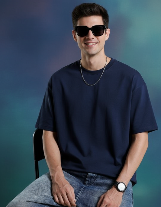 Plain Dark Navy Blue Oversized T-Shirt