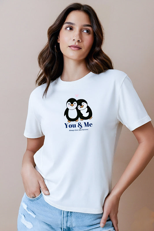 You & Me – Forever – White Regular Fit T-Shirt